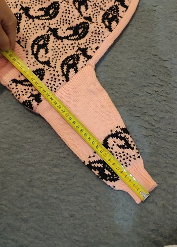 Kız Çocuk Pembe Yılan Desenli İnce Kazak - Görsel 6