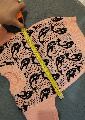 Kız Çocuk Pembe Yılan Desenli İnce Kazak - Görsel 7