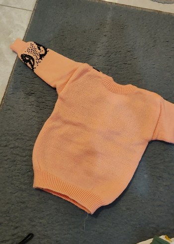 Kız Çocuk Pembe Yılan Desenli İnce Kazak - Görsel 2