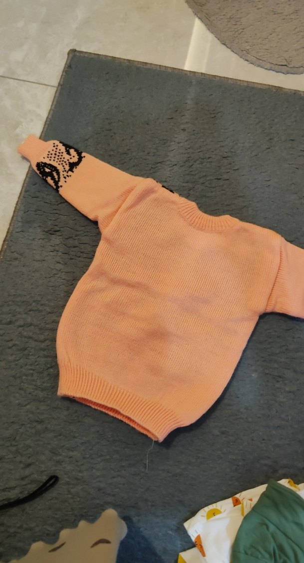 Kız Çocuk Pembe Yılan Desenli İnce Kazak - Görsel 2