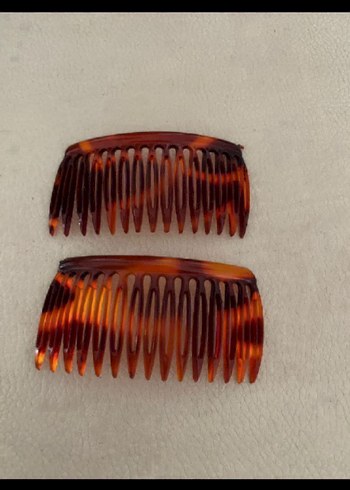 Vintage Koyu Bej Pliseli Saç Tarakları - Görsel 3