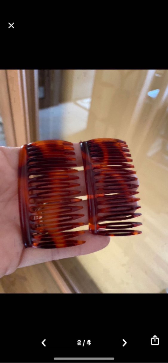 Vintage Koyu Bej Pliseli Saç Tarakları - Görsel 2