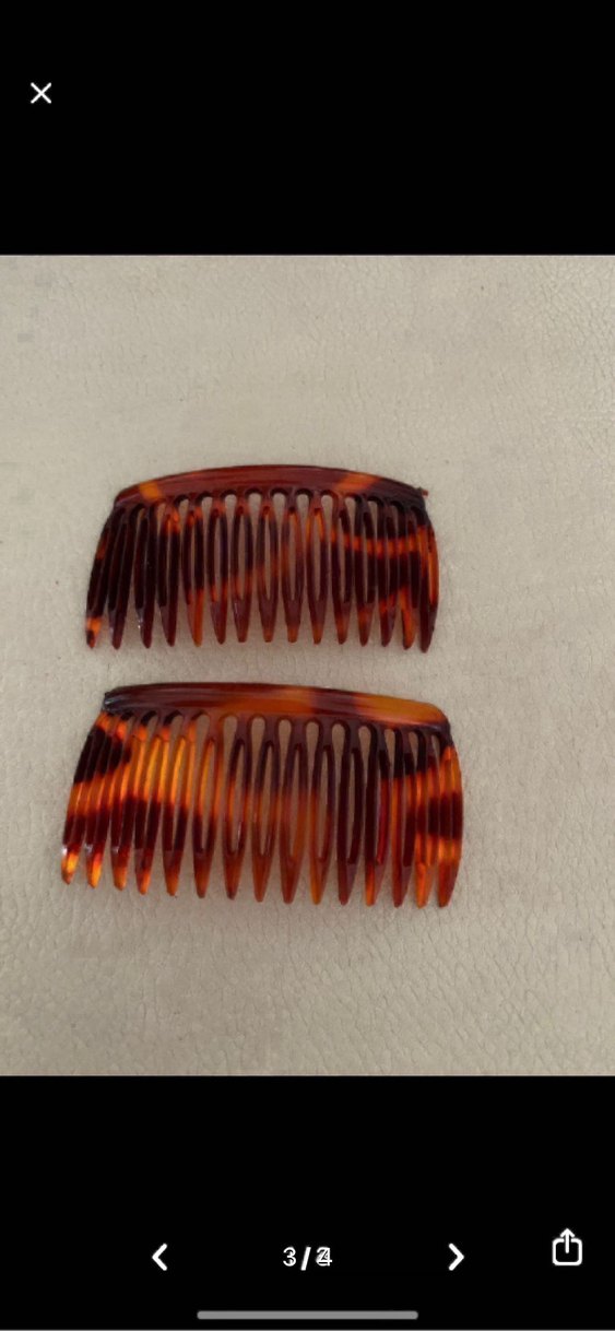 Vintage Koyu Bej Pliseli Saç Tarakları - Görsel 3