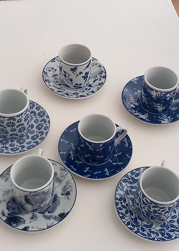 Beden mavi Renk English home Bleu blanc Porselen Fincan Takımı