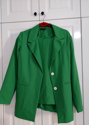 Düğmeli Yeşil Kadın Blazer Ceket takim