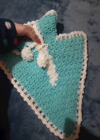 Turkuaz ve beyaz örgü banyo süngeri - Görsel 3