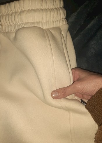 Beyaz Kadın içi polar üç iplik sardonlu - Görsel 4