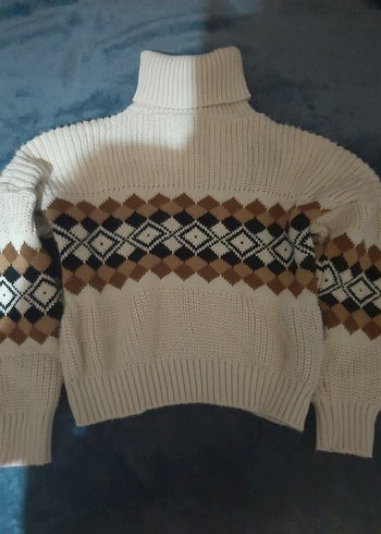 Bohem Stil Boğazlı Örgü Kadın Kazak - Görsel 3