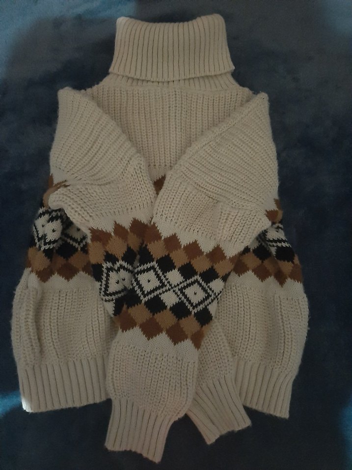 Bohem Stil Boğazlı Örgü Kadın Kazak - Görsel 2