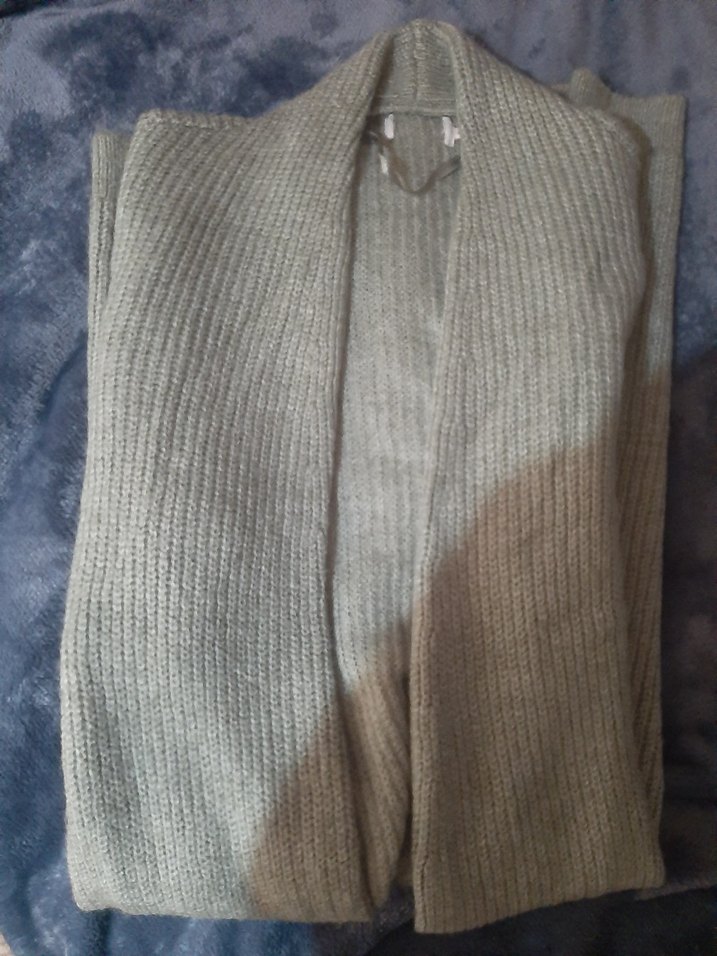 Gri Örgü Midi Uzun Kollu Kadın Hırka - Görsel 2