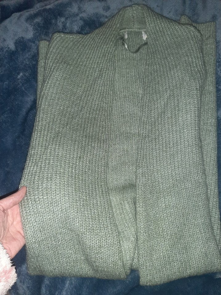 Gri Örgü Midi Uzun Kollu Kadın Hırka - Görsel 3