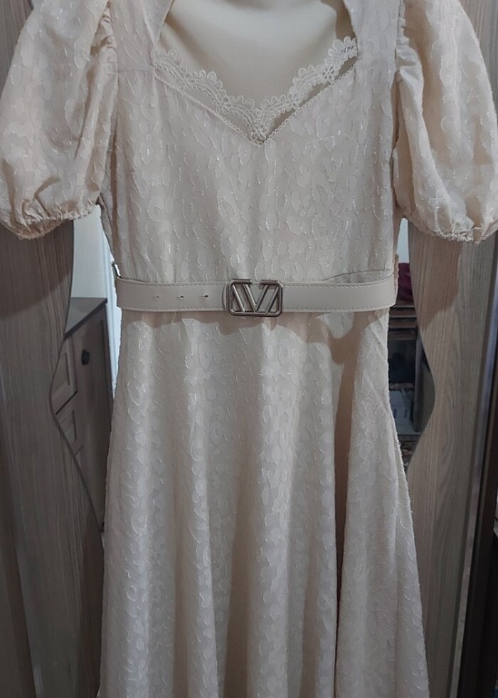 Bej elbise - Görsel 4