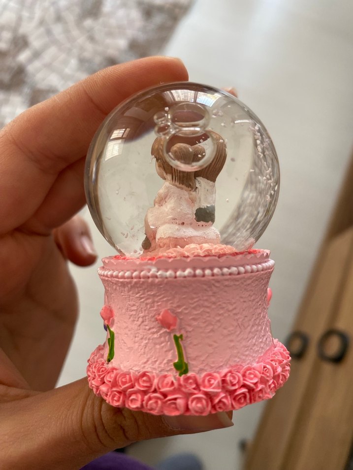 Pembe Aşıklar Temalı Kar Küresi Biblo - Görsel 2