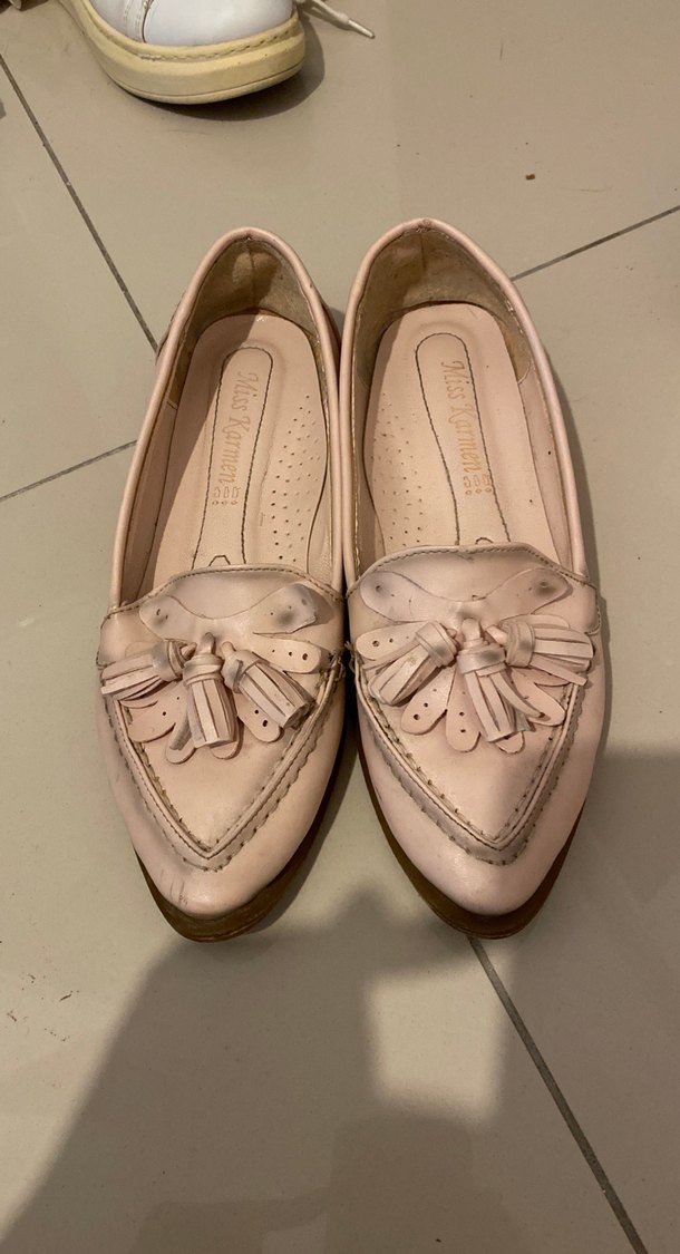 Bej Deri Püsküllü Kadın Loafer - Görsel 4