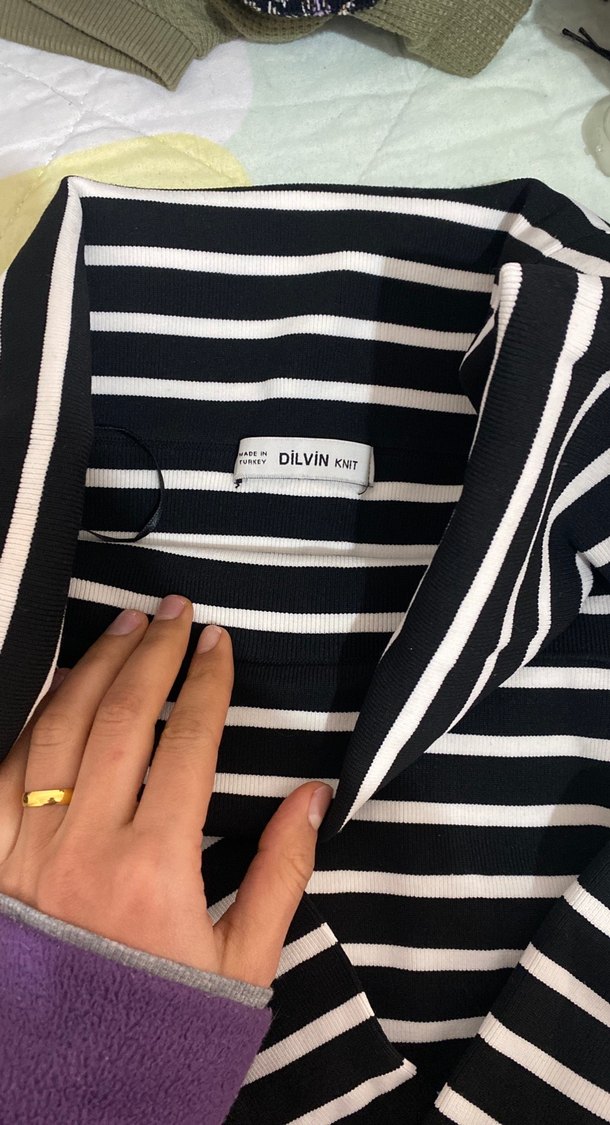 Çizgili Siyah dilvin  Bluz - Görsel 3