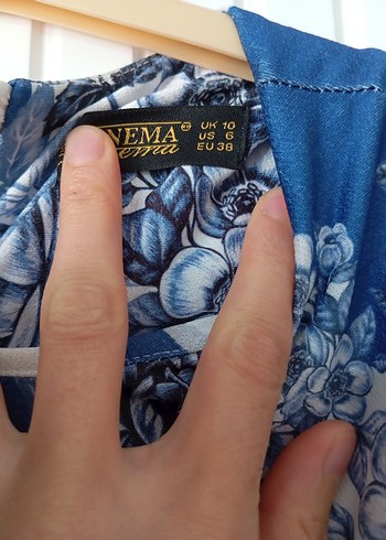 Uzun Kollu Mavi Bağlamalı Bohem Elbise - Görsel 3