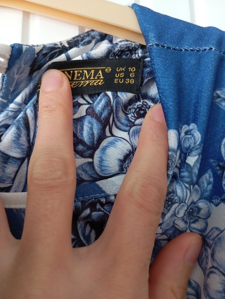 Uzun Kollu Mavi Bağlamalı Bohem Elbise - Görsel 3