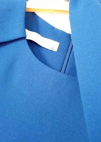 Uzun Lacivert Drapeli Kadın Elbise - Görsel 2