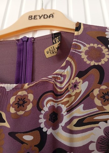 Bohem Tarz Uzun Kahverengi Batik Elbise - Görsel 2