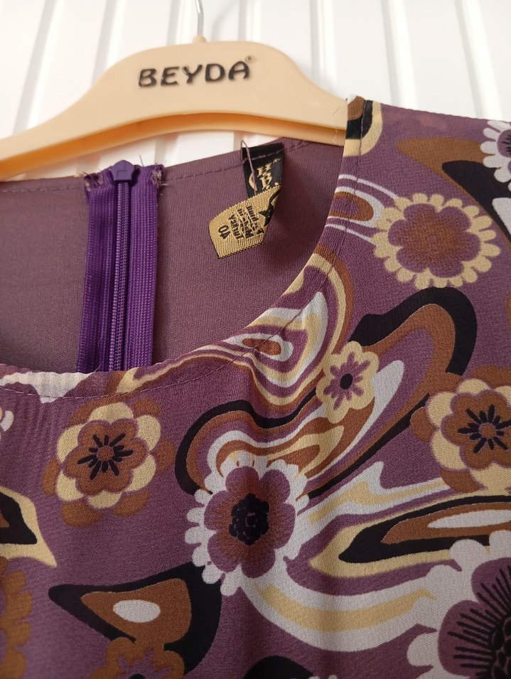 Bohem Tarz Uzun Kahverengi Batik Elbise - Görsel 2