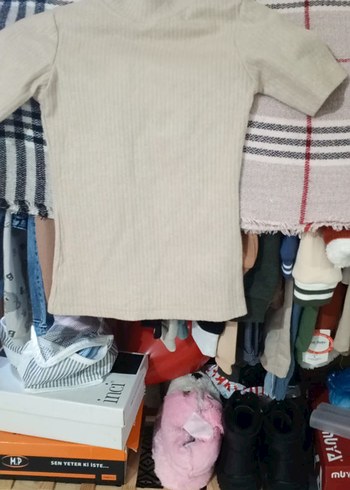 Bej Kadın Boğazlı Triko Kazak - Görsel 2