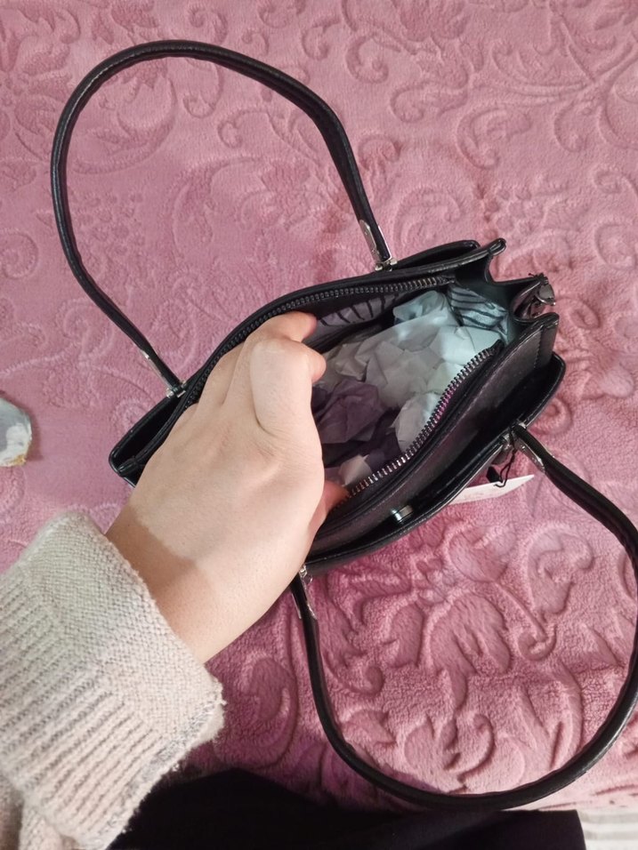 Klasik Siyah Deri Kadın Çanta - Görsel 2