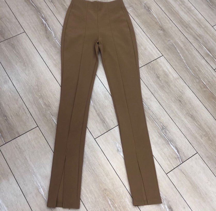 Yırtmaçlı Fitilli Bej Kadın Tayt - Görsel 2