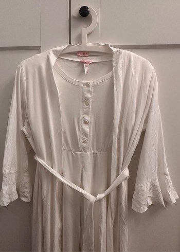 Beyaz Uzun Bohem Kadın Sabahlık - Görsel 2