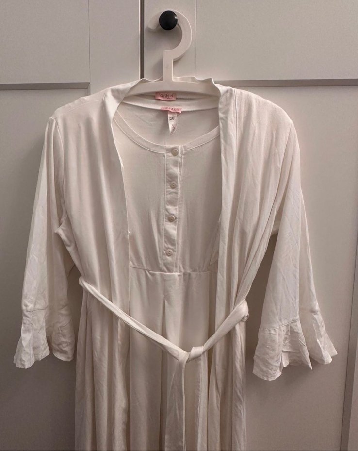 Beyaz Uzun Bohem Kadın Sabahlık - Görsel 2