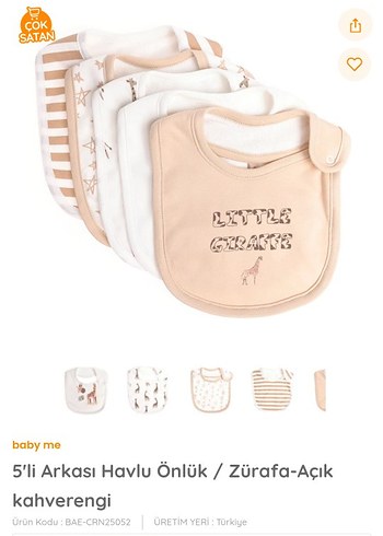 Bebek Önlüğü Seti, Pastel Kahverengi Baskılı - Görsel 7