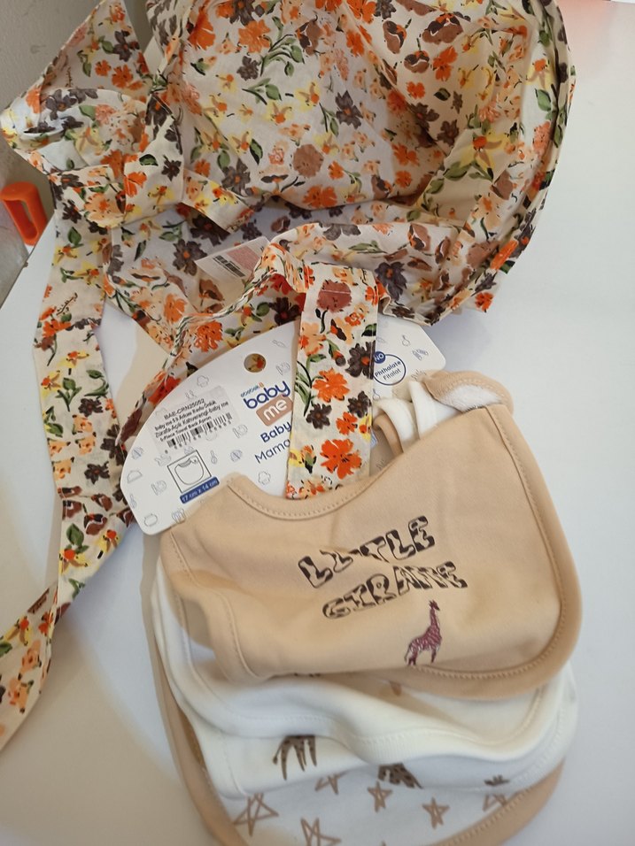 Bebek Önlüğü Seti, Pastel Kahverengi Baskılı - Görsel 2