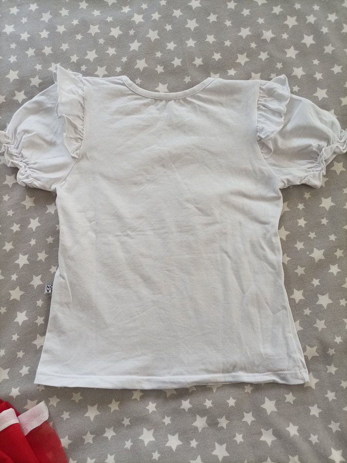 Kız Çocuk Beyaz Kısa Kollu Fırfırlı Tişört - Görsel 2