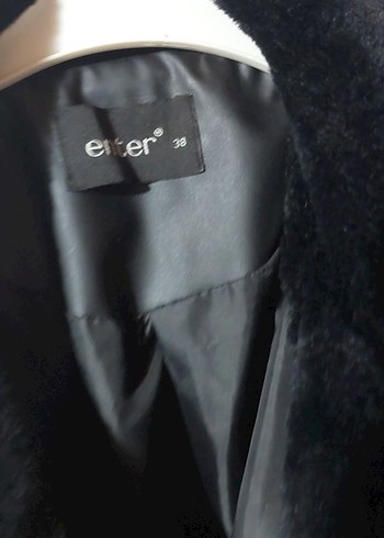 Siyah Deri Kürklü Uzun Kadın Kaban - Görsel 2