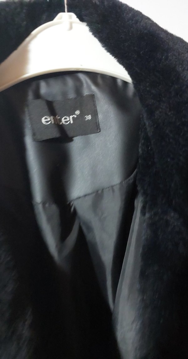 Siyah Deri Kürklü Uzun Kadın Kaban - Görsel 2