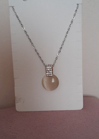 Taşlı Krem Kadın Kolye - Görsel 2