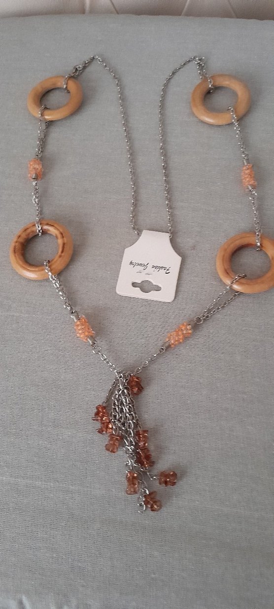 Uzun Zincir Detaylı Bohem Ahşap Kadın Kolye - Görsel 2