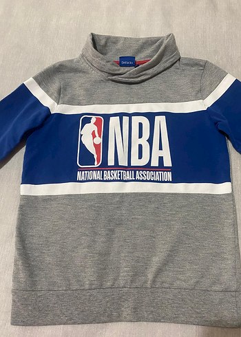 8 Yaş Beden Erkek Çocuk Gri NBA Baskılı Sweatshirt