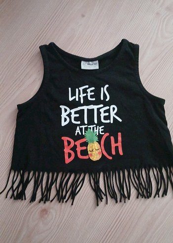 Püsküllü Siyah Kız Tişörtü - Görsel 4