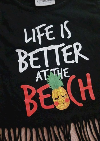 Püsküllü Siyah Kız Tişörtü - Görsel 2