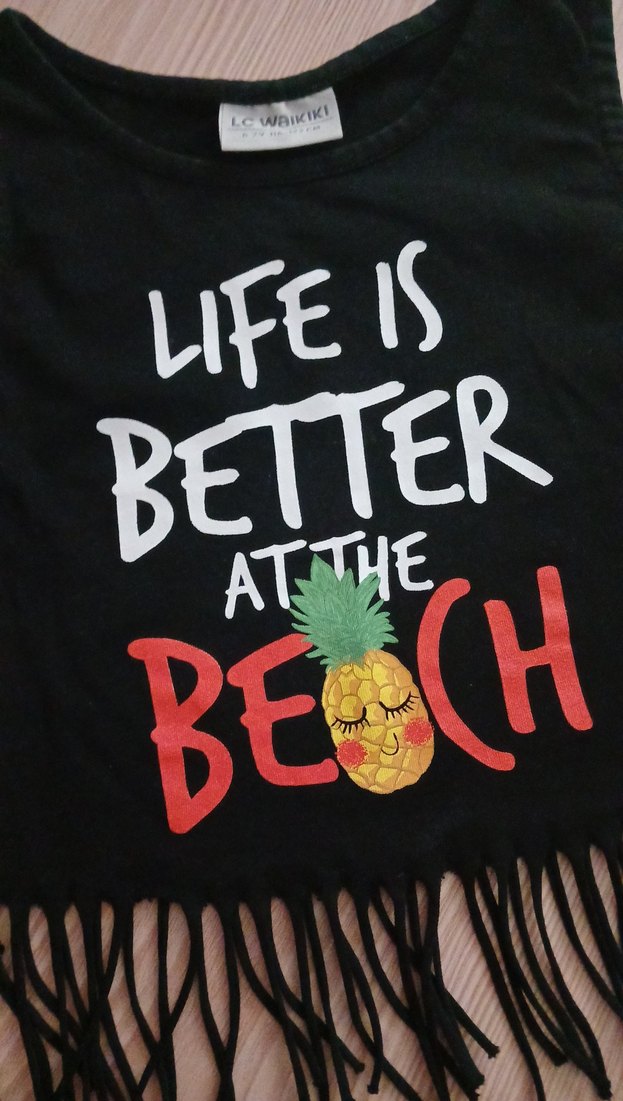 Püsküllü Siyah Kız Tişörtü - Görsel 2