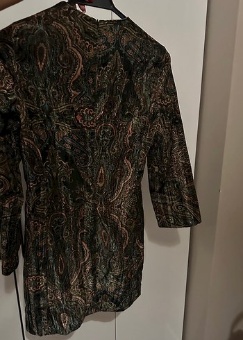 Zara Paisley Desenli Koyu Tonlu Uzun Tunik
