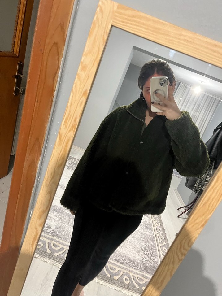 Kadın Haki Midi Puff Mont - Görsel 2