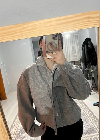 Gri Midi Yün Kadın Ceket - Görsel 3