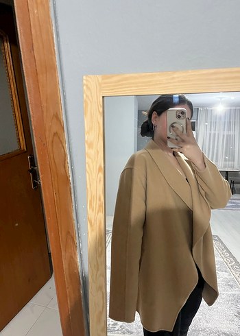 Bej Kadın Midi Yün Kaban - Görsel 3