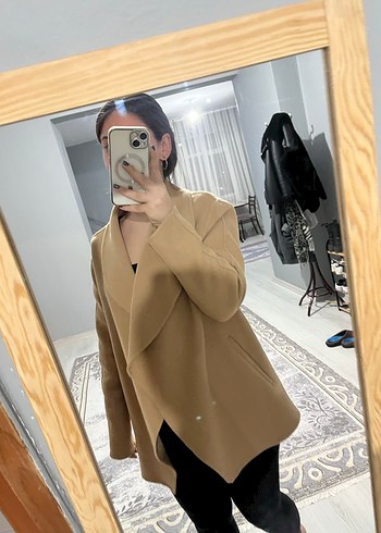 Bej Kadın Midi Yün Kaban - Görsel 4