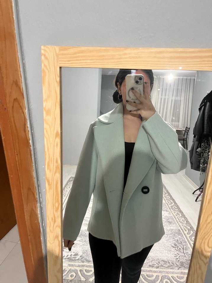 Bej Midi Kadın Ofis Kabanı - Görsel 4