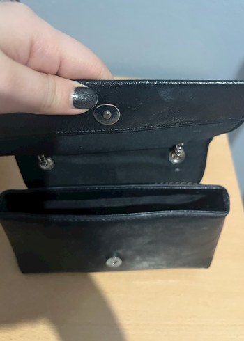 Zincir Detaylı Siyah Deri Kadın Çanta - Görsel 4