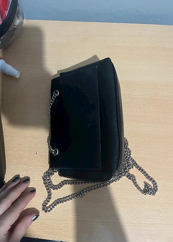 Zincir Detaylı Siyah Deri Kadın Çanta - Görsel 2