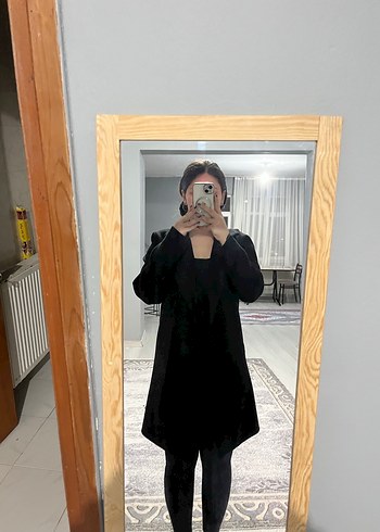 Kadın Siyah Midi kaban - Görsel 3