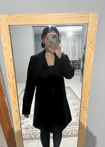 Kadın Siyah Midi kaban - Görsel 4